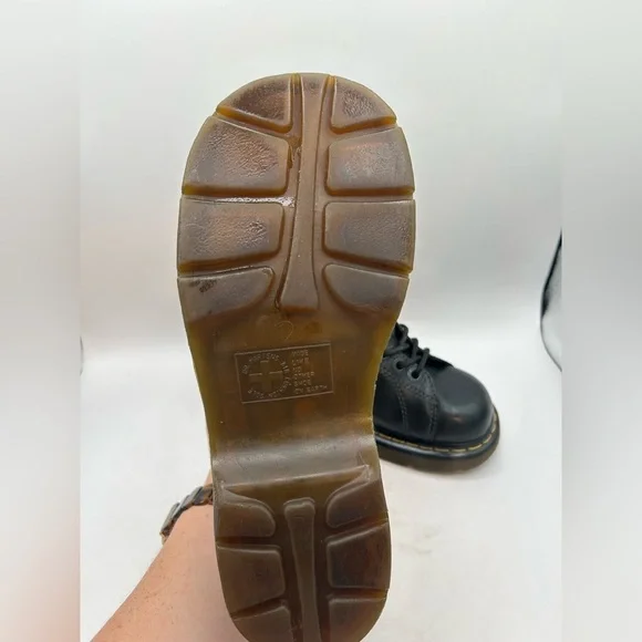 RARE DAISY Flower Dr. Martens Chunky Black Leather 12283 Oxford Boot WMS Sz 7 - Picture 10 of 15